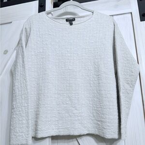 Eileen Fisher crosshatch organic sweater in off-white XS TP size.